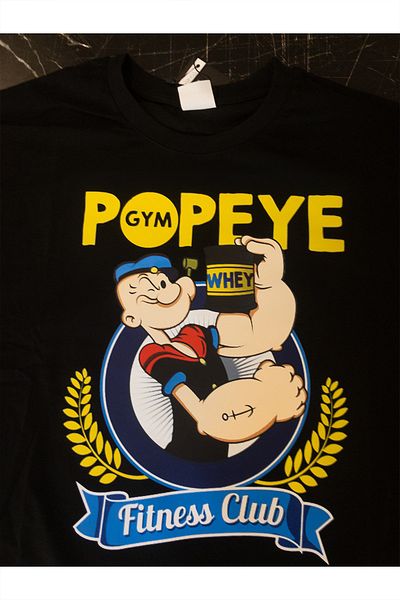 remonz Popeye (POPEYE) Gym Printed 100% Cotton T-shirt Oversize T-shirt Plus Size