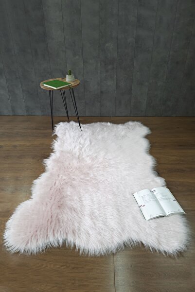 Bonny Home Kürk Halı Rectangle Pudra Puf Peluş Post Tüylü Dekoratif Kaymaz Mu...