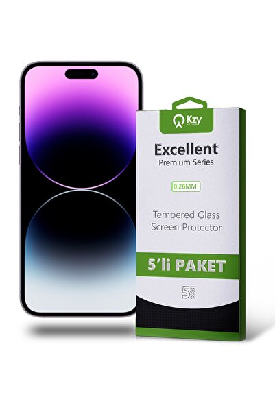 KZY İletişim Iphone 14 Pro Max Uyumlu Temperli Kırılmaz Cam Ekonomik 5'li Paket