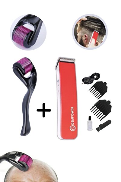 DEMPOWER Dem Power 2'li Set 3 Başlıklı 02 Kırmızı Tıraş Makinesi Dermaroller ...