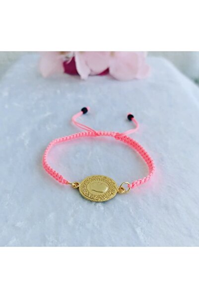 FEELİNG JEWELRY Pembe Makrome Örgü Ipli Çeyrek Bileklik