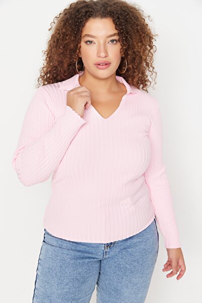 Trendyol Curve Plus Size Sweater - Pink - Regular