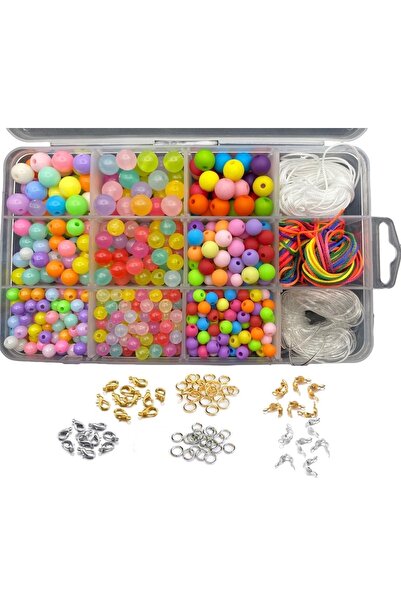 Hedef Bijuteri Kutulu 6-8-10mm Yuvarlak Karışık Renkli Boncuk Ve Metal Kapama...