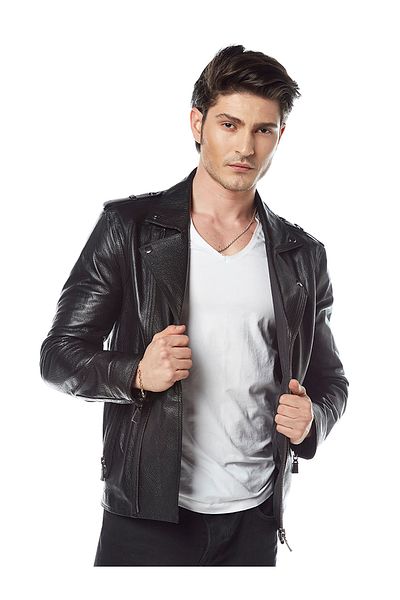 Hodore Jumbo Biker Style Leather Coat