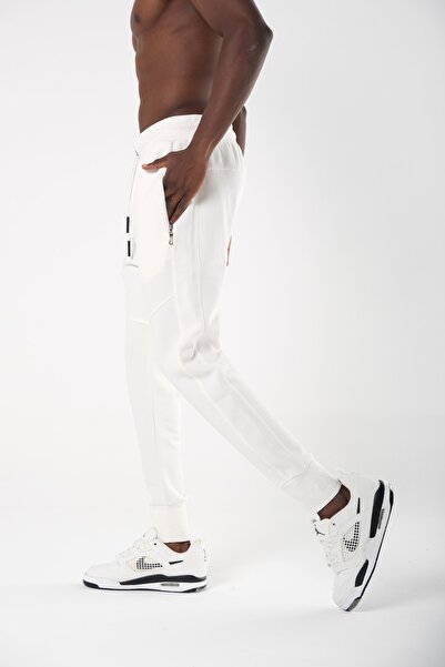 CLIPMAN Ανδρικό φούτερ Slim Fit με ελαστικά πόδια Λευκό