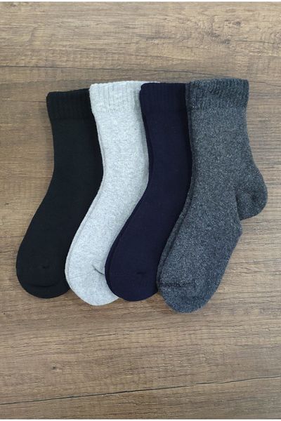 Leement socks Детски 4 чифта дебели хавлиени термочорапи Безшевна премиум серия