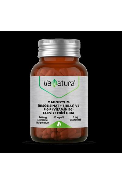 VeNatura Magnesium Bisglicinate+Citrate and P5P - Vitamin B6 60 Capsules