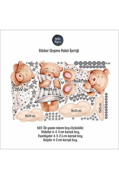 Sticker Ekspres Set de autocolante de perete pentru camera copiilor Sleepy Bears