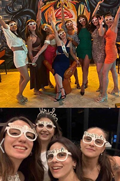 Parti dolabı 8 Adet Bride To Be Konsepti Gözlük Beyaz Rose Gold "team Bride" Bekarlığa Veda Nedime Partisi