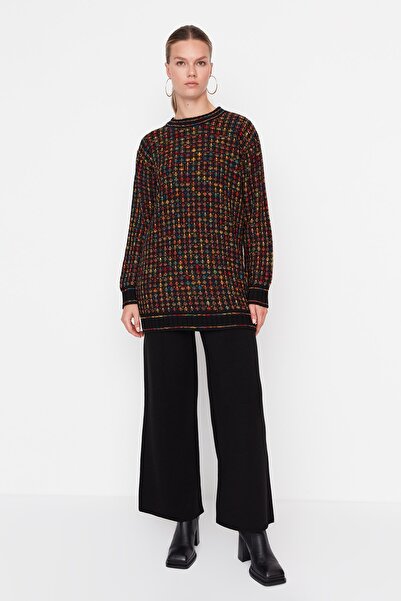 Trendyol Modest Black Knitted Patterned Sweater-Pants Knitwear Set TCTAW23US00114