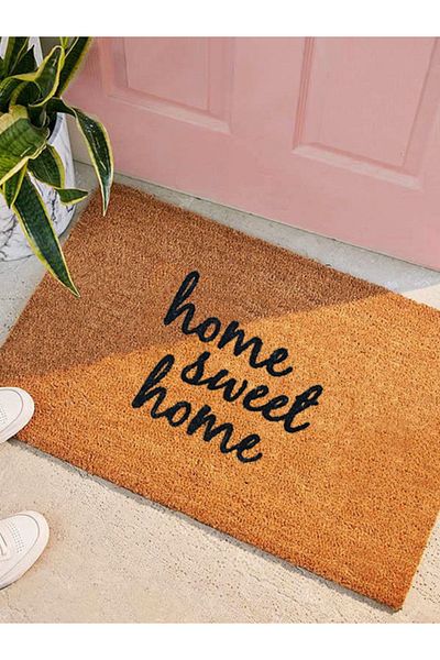İki Sade Coco Door Mat Hand Painted Natural Bristle Door Mat