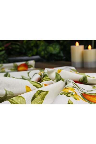 Biz Class Orange Patterned Duck Fabric Tasseled Runner/ Runner-Tablecloth