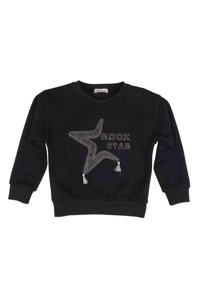 best kids Girl's Black Tassel Detailed Sweatshirt