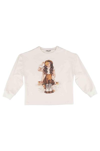best kids Girl's Ecru Printed Sweatshirt