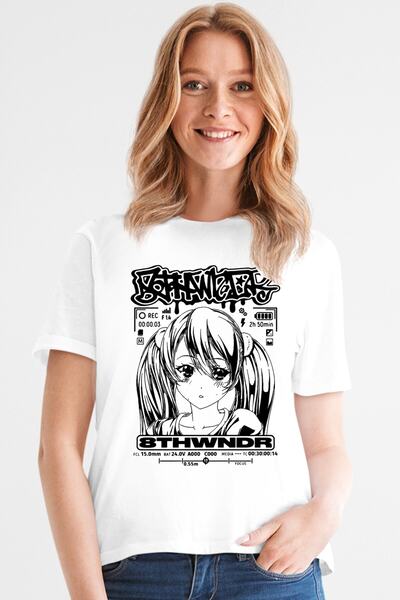 ROCKANDROLL Anime devojčica, dete Štampano Bijela majica kratkih rukava, žene...
