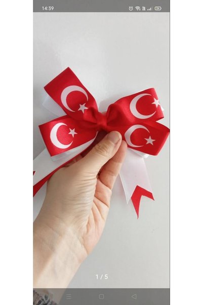 Sare Çocuk Giyim Crescent and Star Patterned Red and White Clip 23 April Buck...