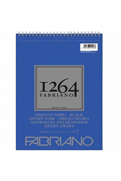 Fabriano 1264 Siyah Yapraklı Sulu Boya Defteri : A3 (200 gr - 40 Yaprak)