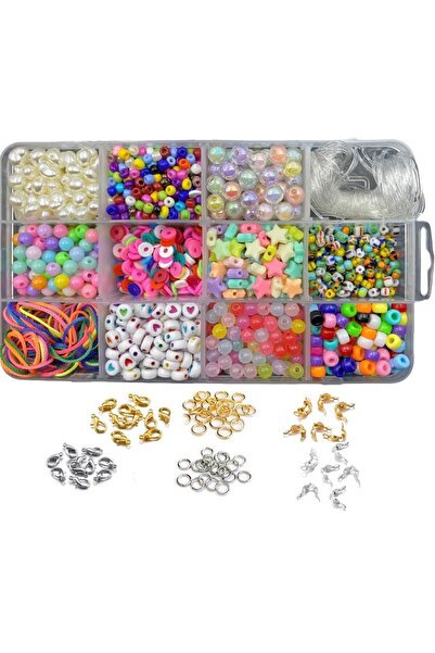 Hedef Bijuteri Kutulu Takı Yapım Seti, Karışık Boncuk Ve Metal Kapama Seti, H...