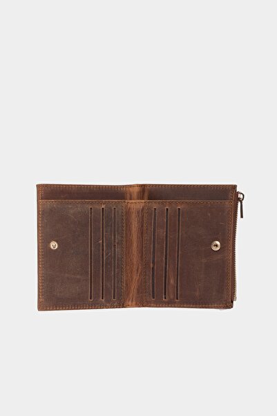 Grande 2805 Γυναικείο πορτοφόλι από γνήσιο δέρμα με φερμουάρ Crazy Tan