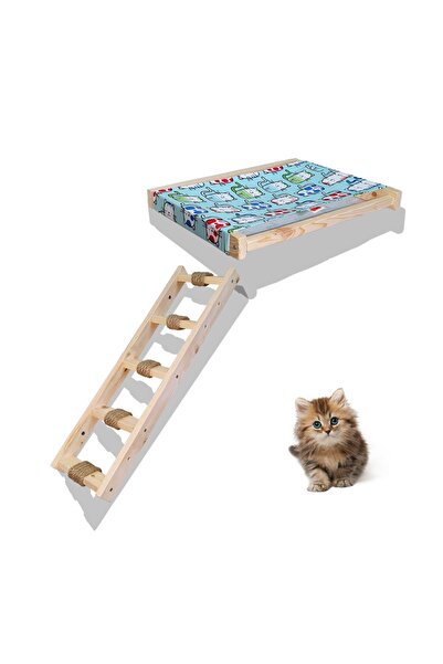 Barış Dizayn Duvara Monte Kedi Hamağı Ve Kedi Merdiveni Takımı Kedi Yatağı Sa...