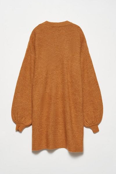 Dilvin Γυναικείο φόρεμα Caramel Crew Neck με μπαλόνι μανίκι 101A02269