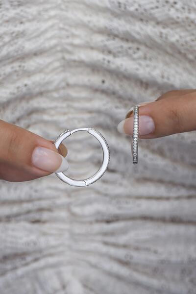 Nereze 925 Ayar Gümüş Rodyumlu 25 Mm Tamtur Halka Küpe