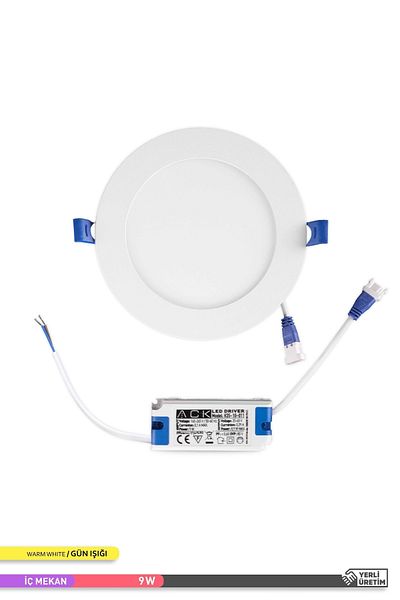 ACK 9w Recessed Round Led Panel Fixture White Body 3000k Daylight