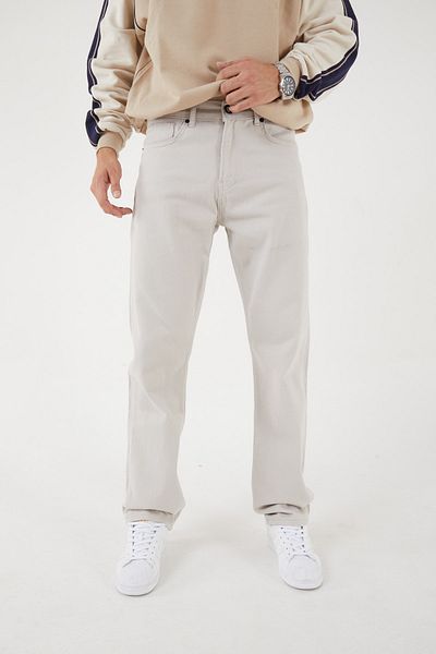 DİFRANSEL Ανδρικό τζιν φαρδύ με φαρδύ πόδι Lycra Free Beige κανονικό τζιν με μέση
