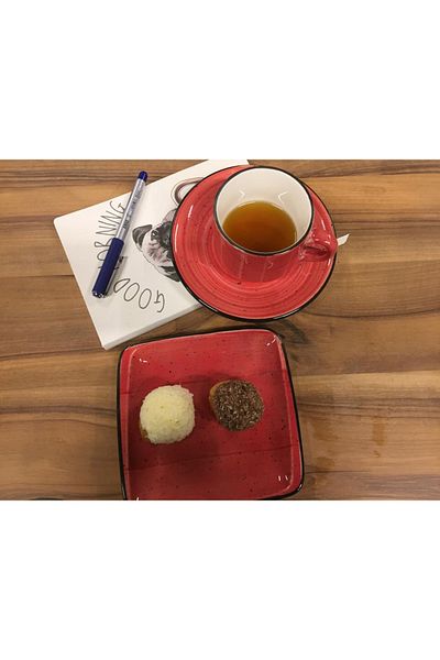 İkram Dünyası Passion Snack, Turkish Coffee, Espresso, Teacup and Snack Plate Set of 2