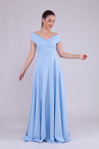 Bidoluelbise Γυναικείο βραδινό φόρεμα με λαιμόκοψη Maxi Length