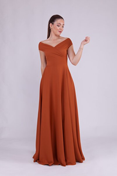 Bidoluelbise Γυναικείο βραδινό φόρεμα με λαιμόκοψη Maxi Length