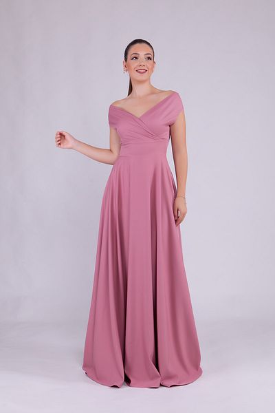 Bidoluelbise Γυναικείο βραδινό φόρεμα με λαιμόκοψη Maxi Length