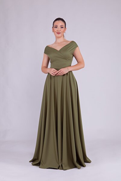 Bidoluelbise Γυναικείο βραδινό φόρεμα με λαιμόκοψη Maxi Length