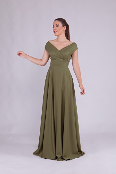 Bidoluelbise Γυναικείο βραδινό φόρεμα με λαιμόκοψη Maxi Length