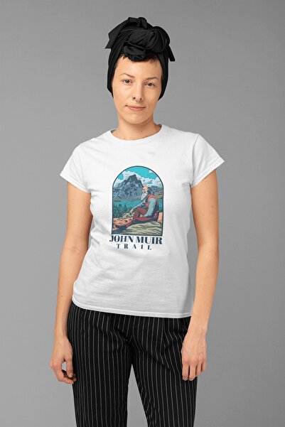 ErTaPassage Peisaj alb de John Muir cu imprimeu supradimensionat Femeie trico...