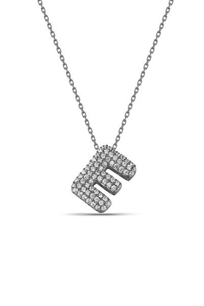 Lia Berto Zirkon Taşlı E Harfi 925 Ayar Gümüş Kolye