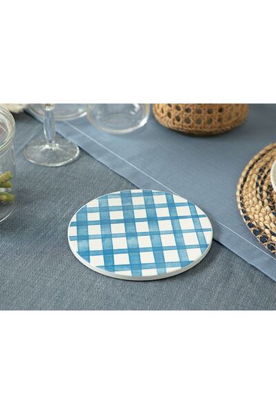 English Home Art Pop Plaid Seramik Nihale 16 Cm Mavi