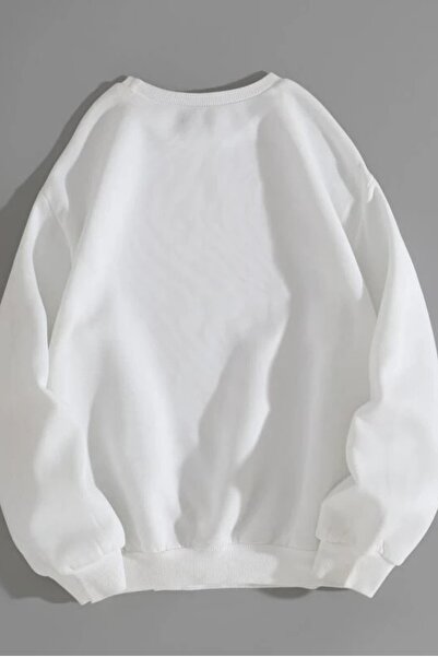 MODAGEN Hanorac alb unisex cu guler rotund - cel mai bun