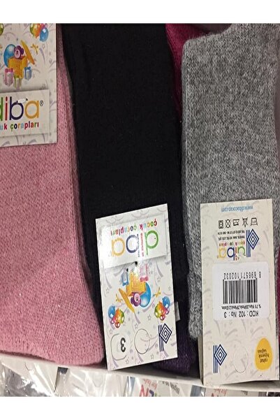 Diba Pack of 12 Girls' Wool Socks Plain and Circled