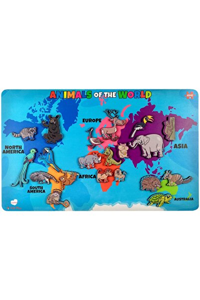 artı dekor Dünya Hayvanları Seri 4 Eğitici Çocuk Bultak Yapboz Puzzle (25X40 ...