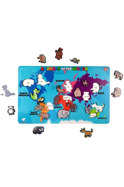 artı dekor Dünya Hayvanları Seri 5 Eğitici Çocuk Bultak Yapboz Puzzle (25X40 ...