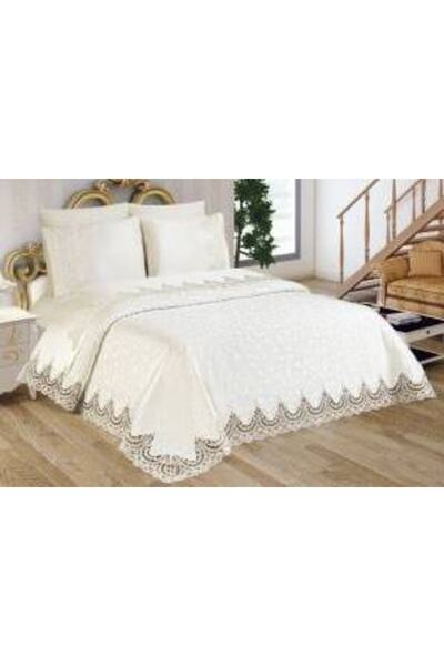 Sultan Fransız Güpürlü Pike Takımı- Krem