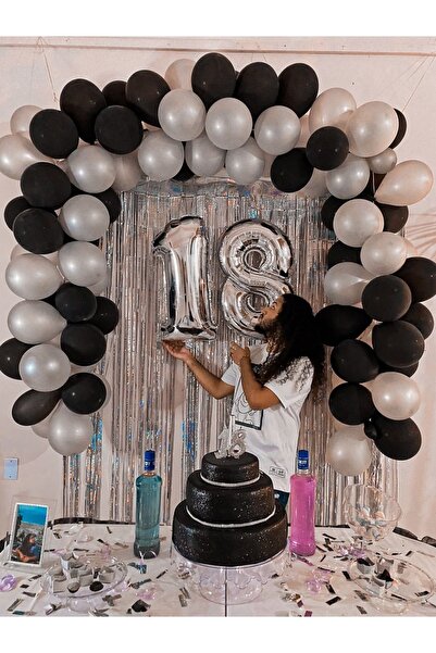 MFM Σετ μπαλόνια από ασημένιο φύλλο για πάρτι 18 ετών