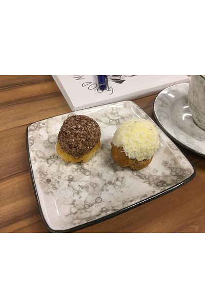 İkram Dünyası Rocks Snack, Gift Turkish Coffee, Espresso, Teacup and Snack Plate Set of 2