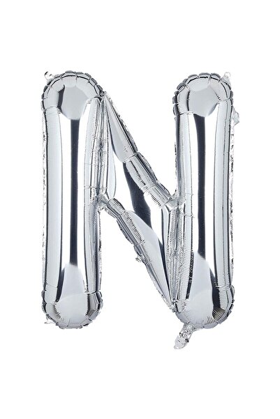 RÖNESANS PARTİ بالون فويل ستار 16 بوصة 40 سم لون فضي حرف ''N''