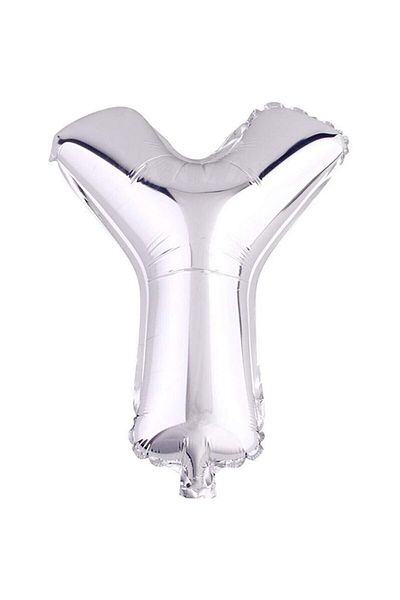 BEST PARTİ Star 16" Inch 40 Cm Foil Balloon Silver Color ''Y'' Letter