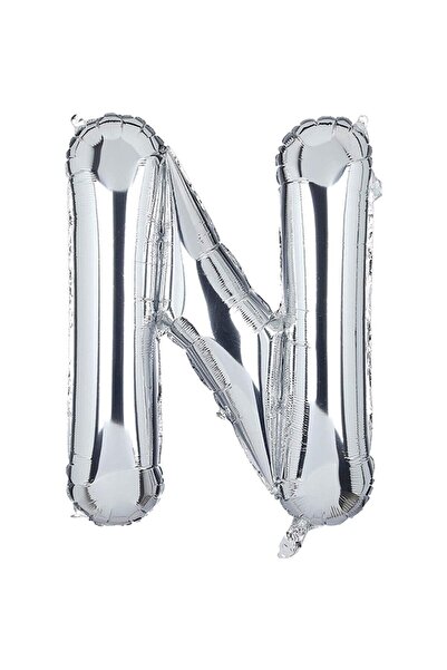 BEST PARTİ 16" Inch 40 Cm Foil Balloon Silver Color Letter ''N''