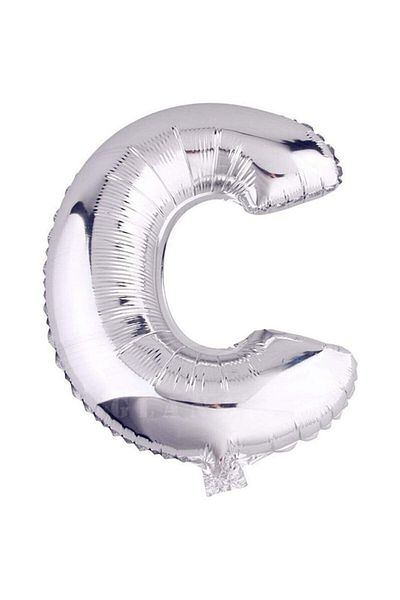 BEST PARTİ Star 16" Inch 40 Cm Foil Balloon Silver Color Letter ''C''
