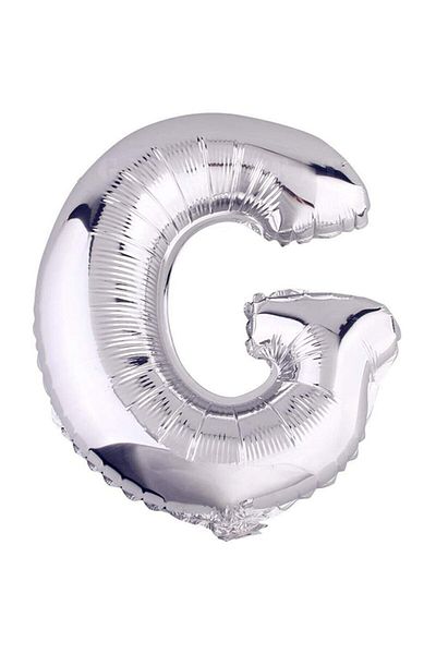 BEST PARTİ Star 16" Inch 40 Cm Foil Balloon Silver Color Letter ''G''