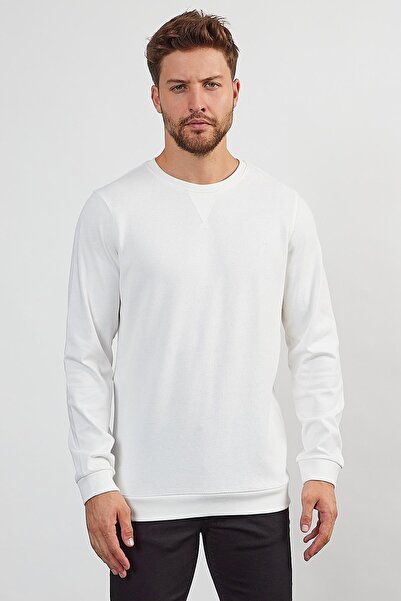 ENQUE Чоловічий зимовий світшот з коміром-стійкою білого кольору